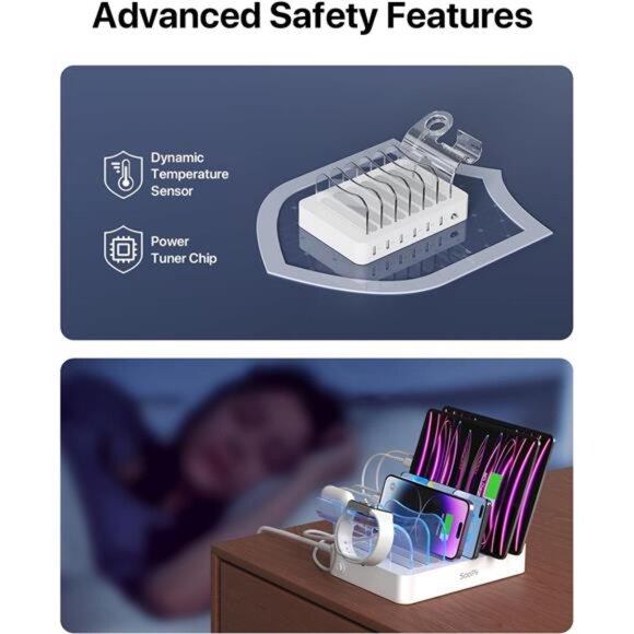 Premium 6-Port USB Charging Station Organizer for Multiple Devices - Picture 5 of 7
